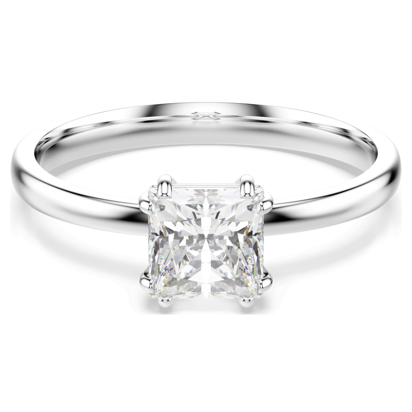 swarovski attract ring  square cut  white  rhodium plated