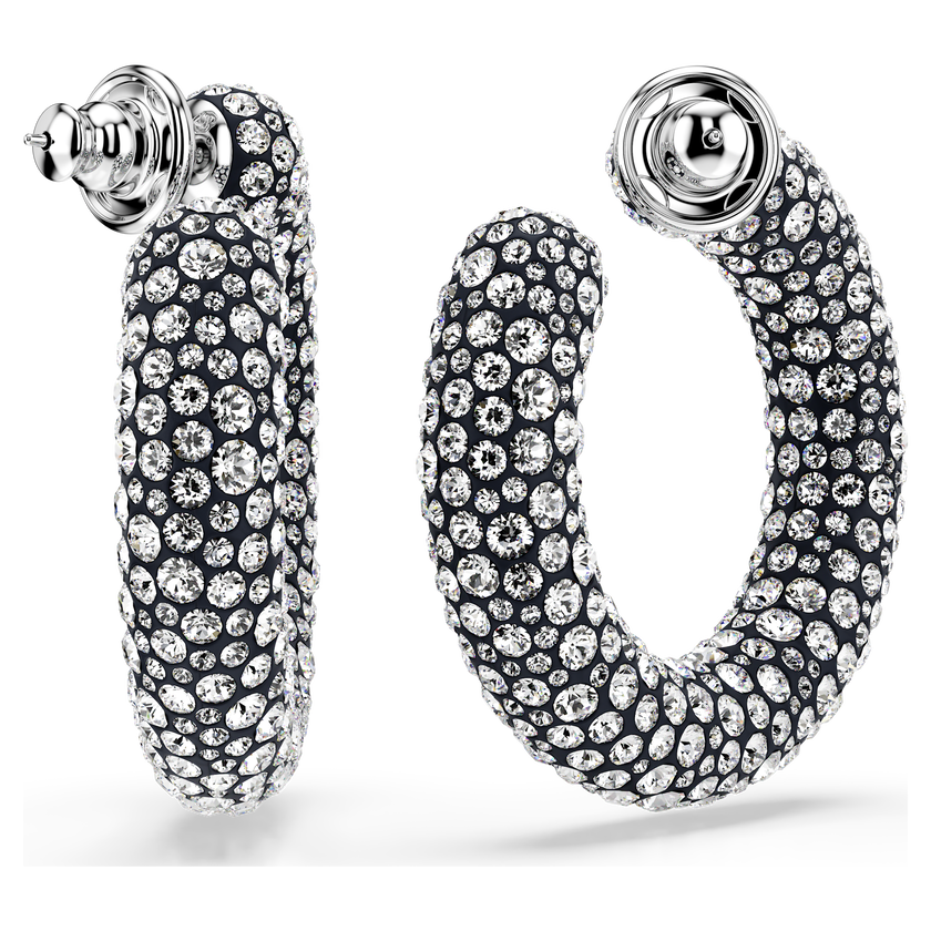 swarovski sublima hoop earrings  mixed round cuts  white  rhodium plated