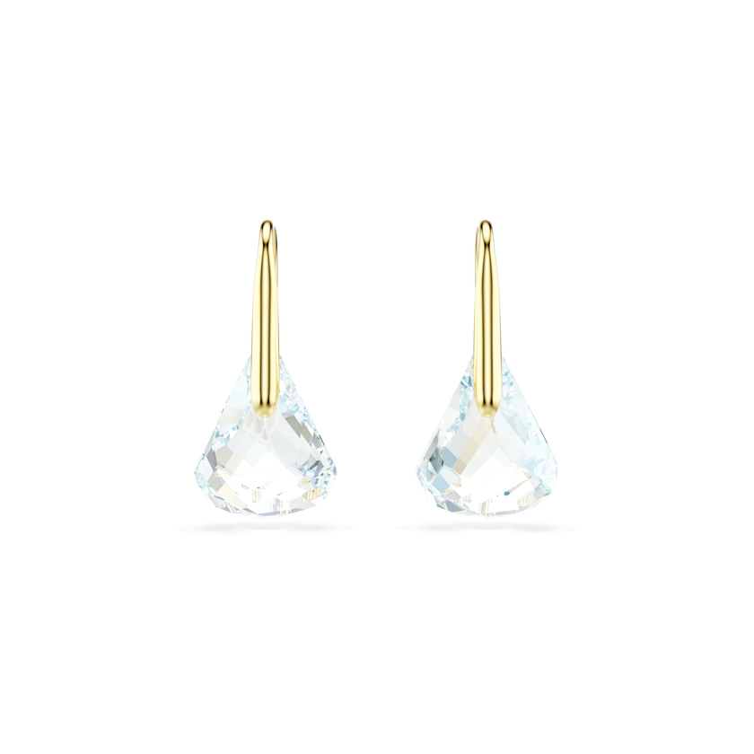 swarovski lunar drop earrings  oval cut  white  18k gold finish