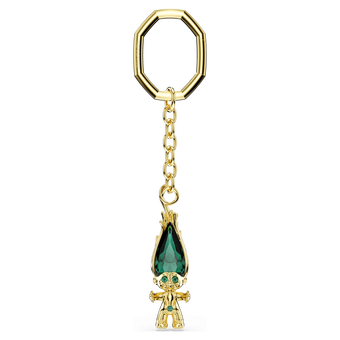swarovski good luck trolls key ring  troll  green  gold tone plated