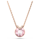 swarovski bella v pendant round cut pink rose gold tone plated