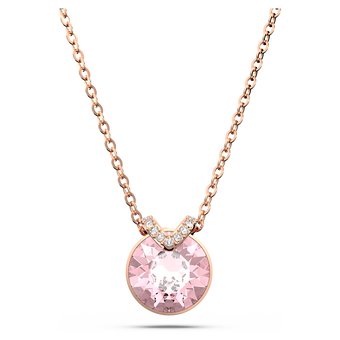 swarovski bella v pendant round cut pink rose gold tone plated