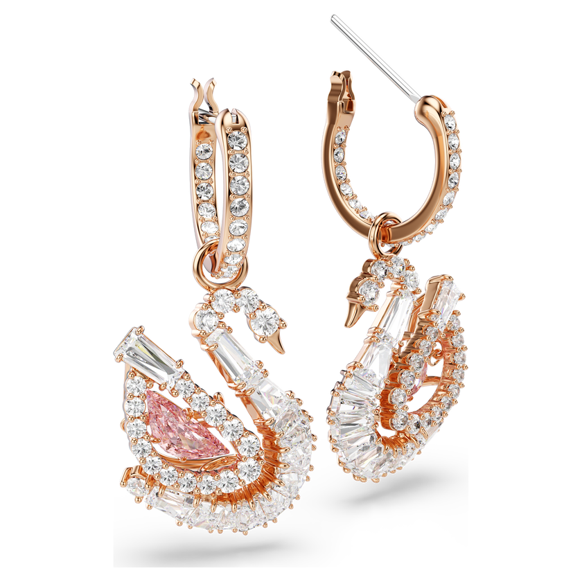 swarovski swan drop earrings  pav   swan  pink