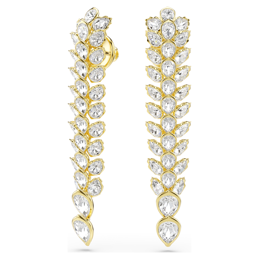 swarovski idyllia drop earrings  mixed cuts  long  white  gold tone plated