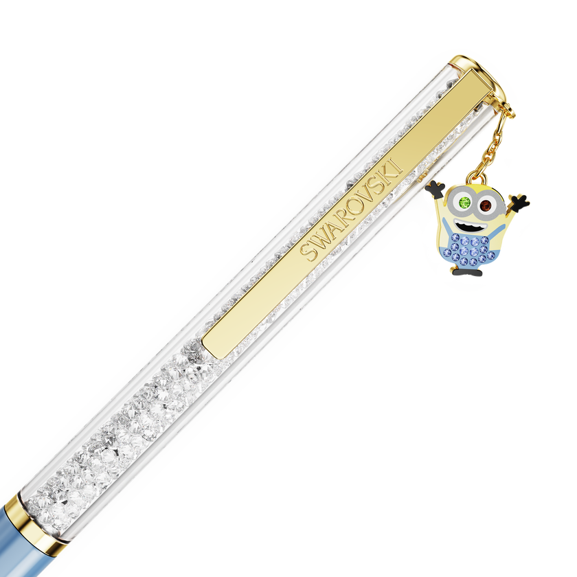 swarovski crystalline ballpoint pen  minions  blue  gold tone plated