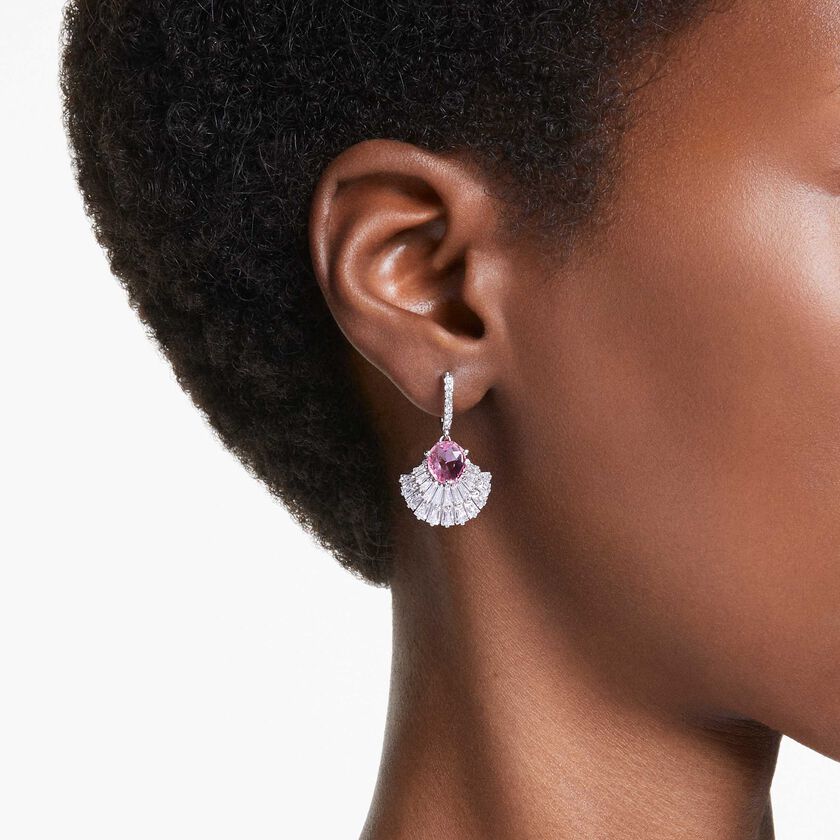 swarovski idyllia drop earrings  shell  pink  rhodium plated