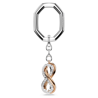 swarovski key ring  infinity  white  mixed metal finish
