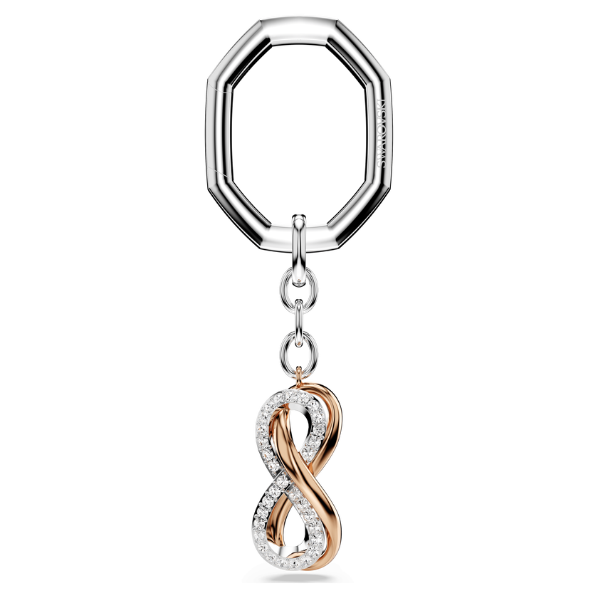 swarovski key ring  infinity  white  mixed metal finish