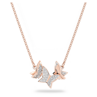 swarovski lilia necklace butterfly white rose gold tone plated
