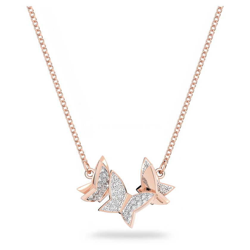 swarovski lilia necklace  butterfly  white  rose gold tone plated