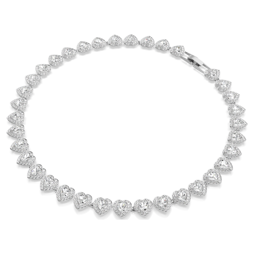 ariana grande x swarovski tennis necklace  mixed cuts  heart  white  rhodium plated