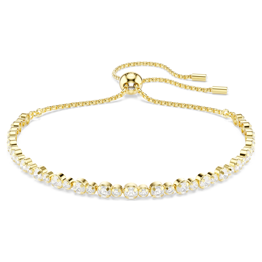swarovski matrix tennis bracelet  round cut  white  gold tone plated