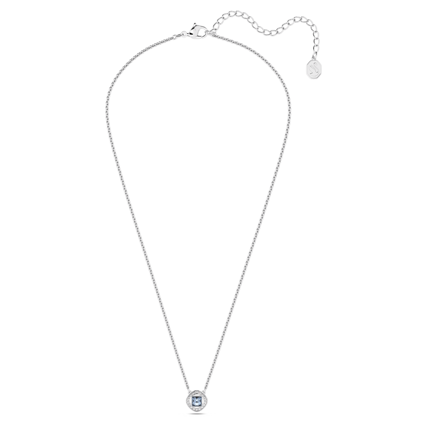 swarovski angelic necklace  square cut  blue  rhodium plated