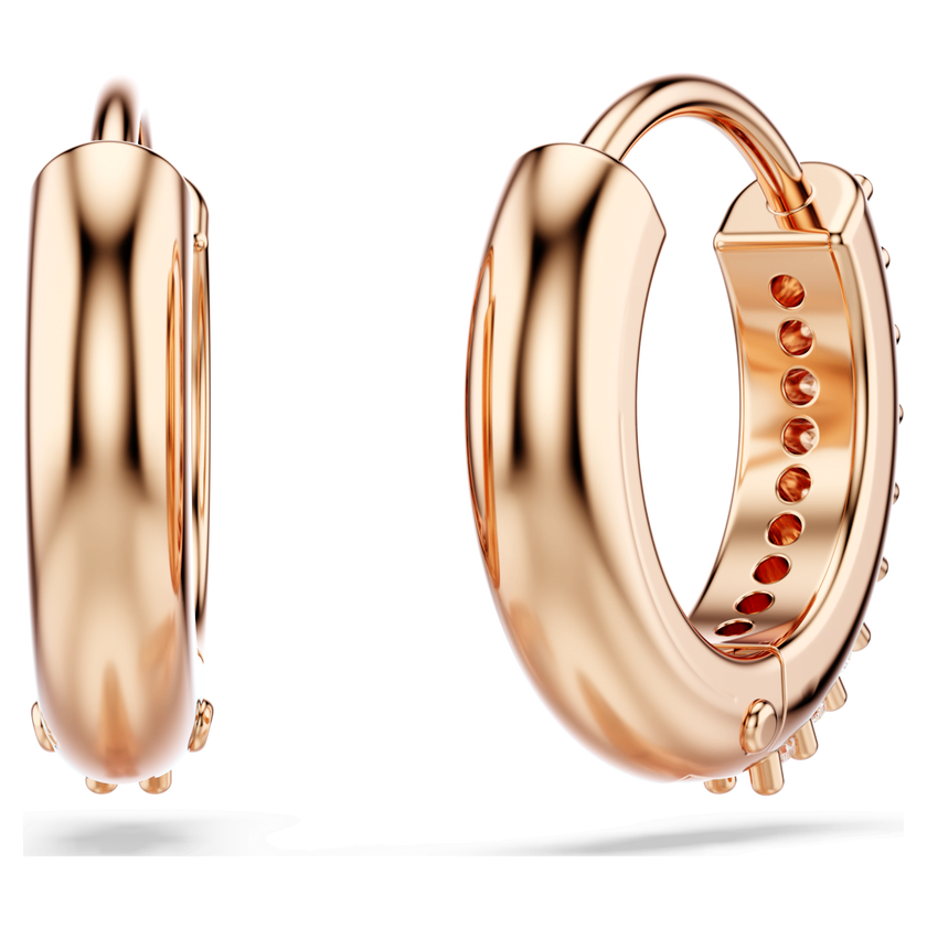 swarovski matrix hoop earrings  round cut  white  rose gold tone plated