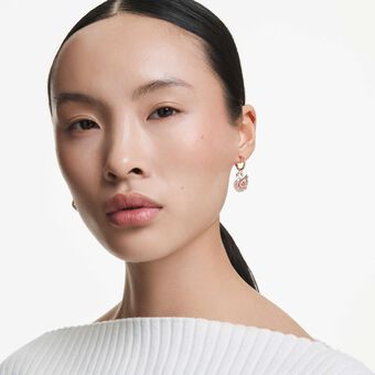 swarovski swan drop earrings  pav   swan  pink