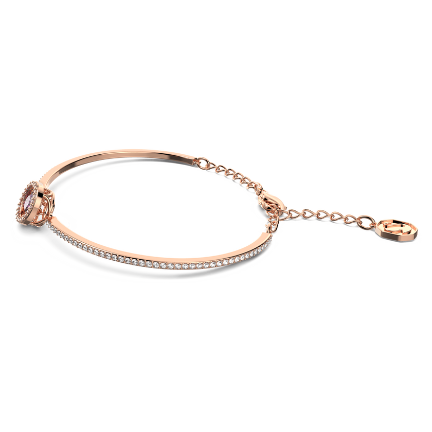 swarovski sparkling dance bangle  round cut  purple  rose gold tone plated