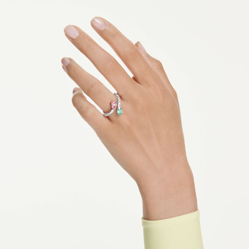 ariana grande x swarovski open ring  mixed cuts  multicolored  rhodium plated
