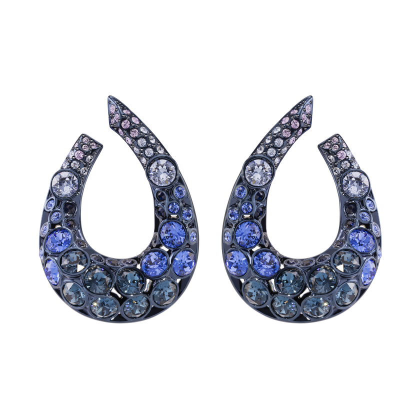 Magnetized Pierced Earrings, Multi-colored, Blue PVD coating
