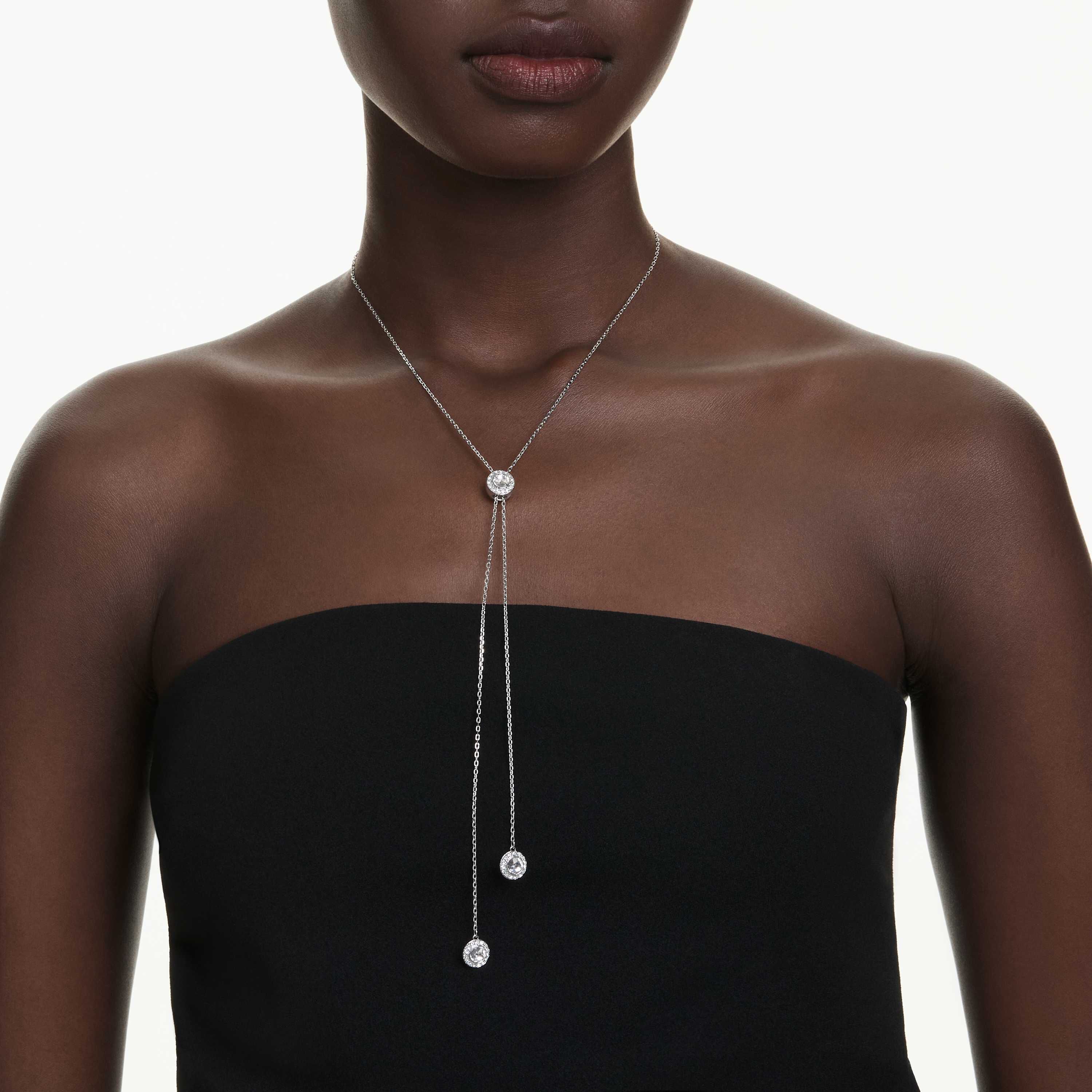 swarovski una angelic y pendant  round cut  white  rhodium plated