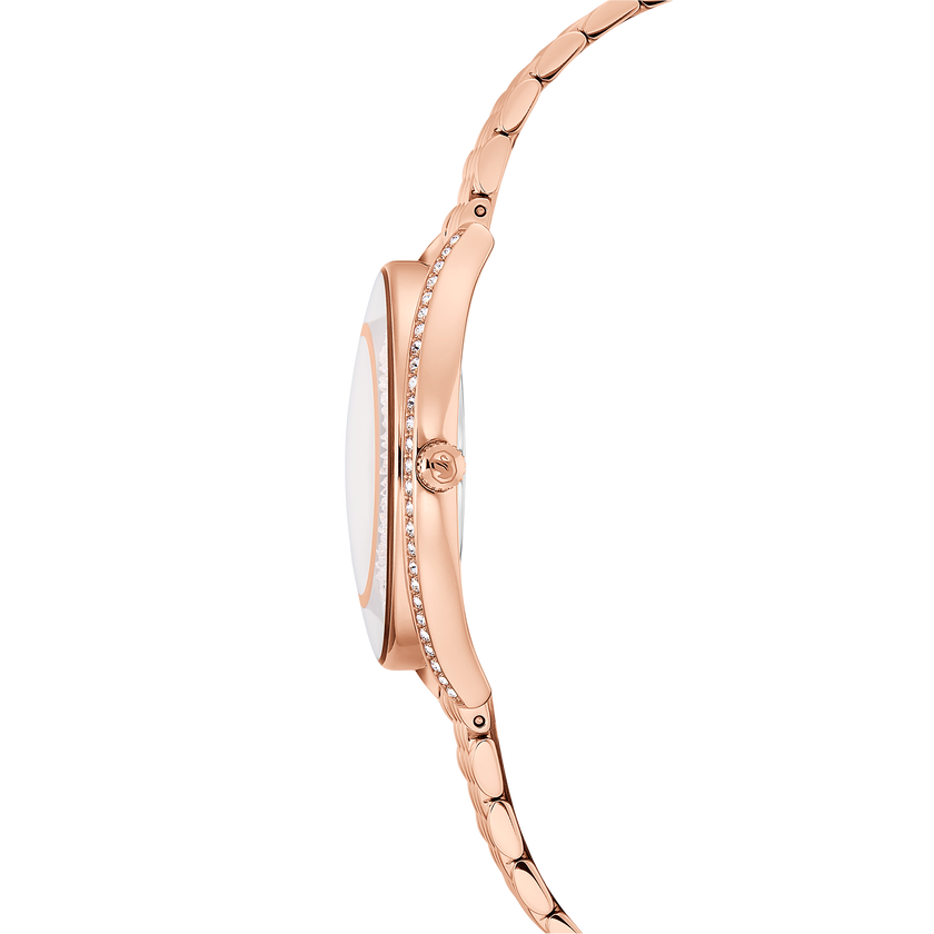 swarovski crystalline aura watch  swiss made  metal bracelet  rose gold tone  rose gold tone finish
