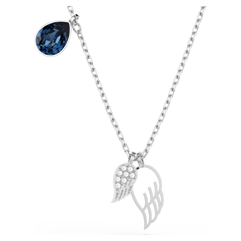 swarovski symbolica necklace  wing  blue  rhodium plated