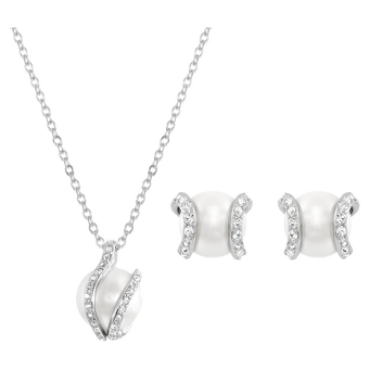 swarovski nude set  white  rhodium plated