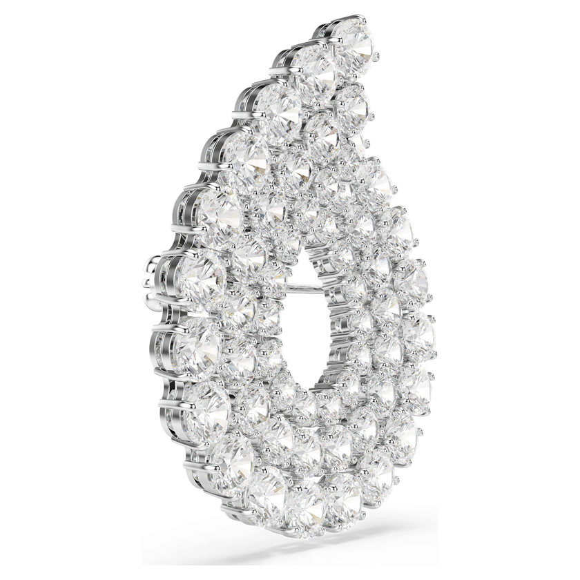 swarovski matrix brooch  round cut  white  rhodium plated