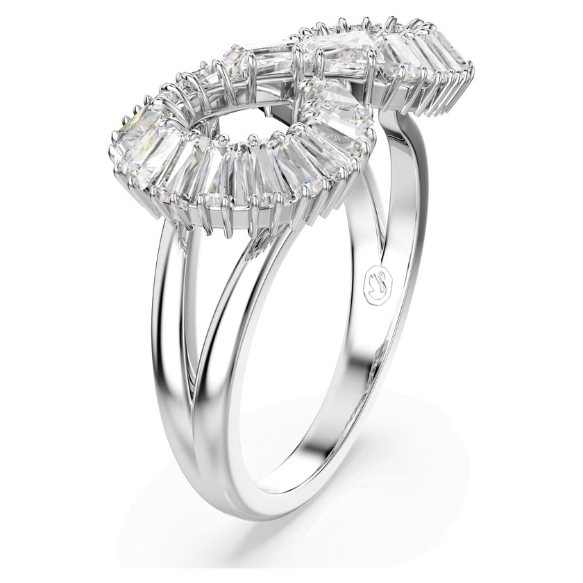 Hyperbola cocktail ring, Infinity, White, Rhodium plated, Size 55 ...