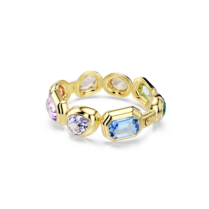 swarovski gema cuff  oversized crystals  mixed cuts  multicolored  gold tone plated