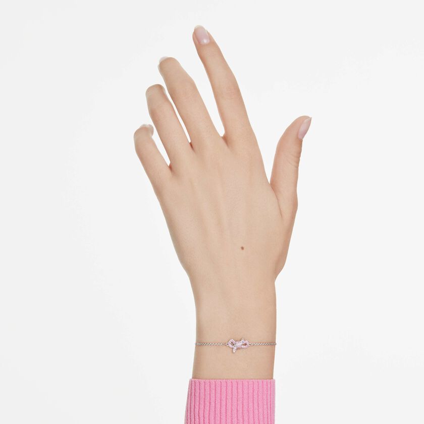 swarovski lifelong bow bracelet  bow  pink  rhodium plated