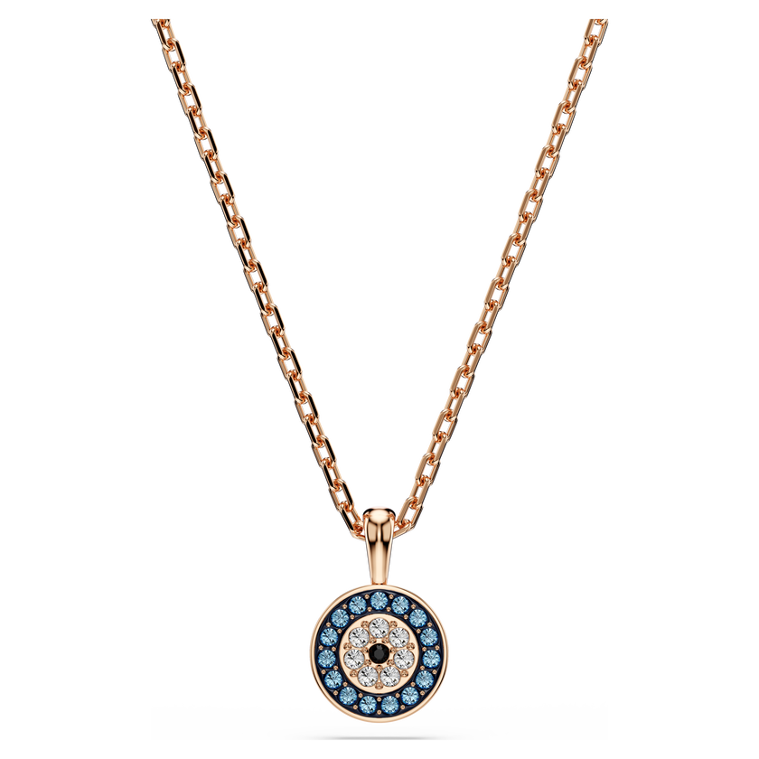 swarovski luckily pendant  pav   eye  blue  rose gold tone plated