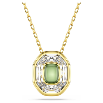 swarovski chroma pendant octagon cut green gold tone plated