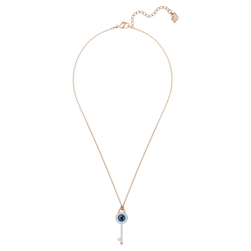 swarovski symbolica pendant  evil eye and key  blue  rose gold tone plated