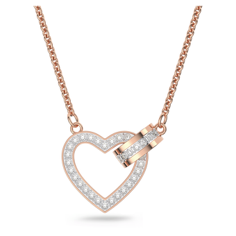 swarovski lovely necklace heart white rose gold tone plated