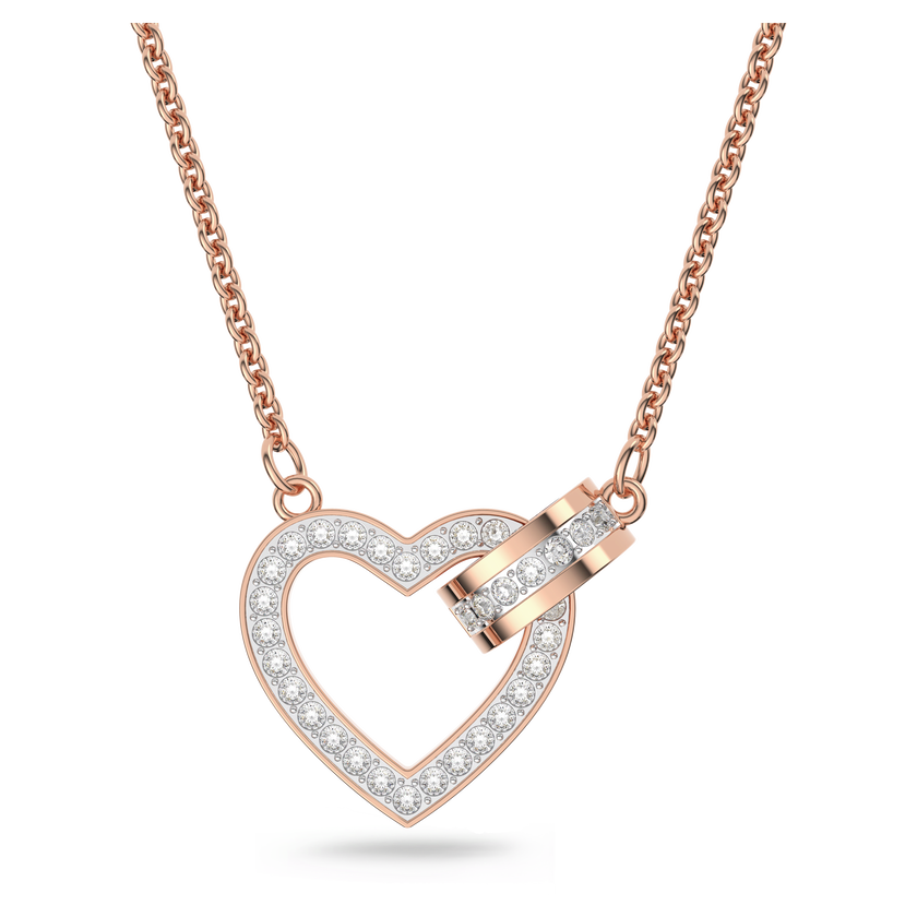 swarovski lovely necklace  heart  white  rose gold tone plated