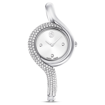 swarovski dextera asymmetric watch  swiss made  metal bracelet  silver tone  stainless steel