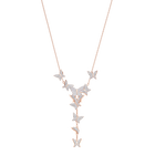 Lilia Y Necklace, White, Rose gold plating