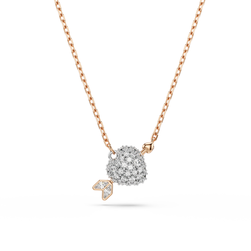 swarovski idyllia set  mixed cuts  heart with arrow  white  rose gold tone plated