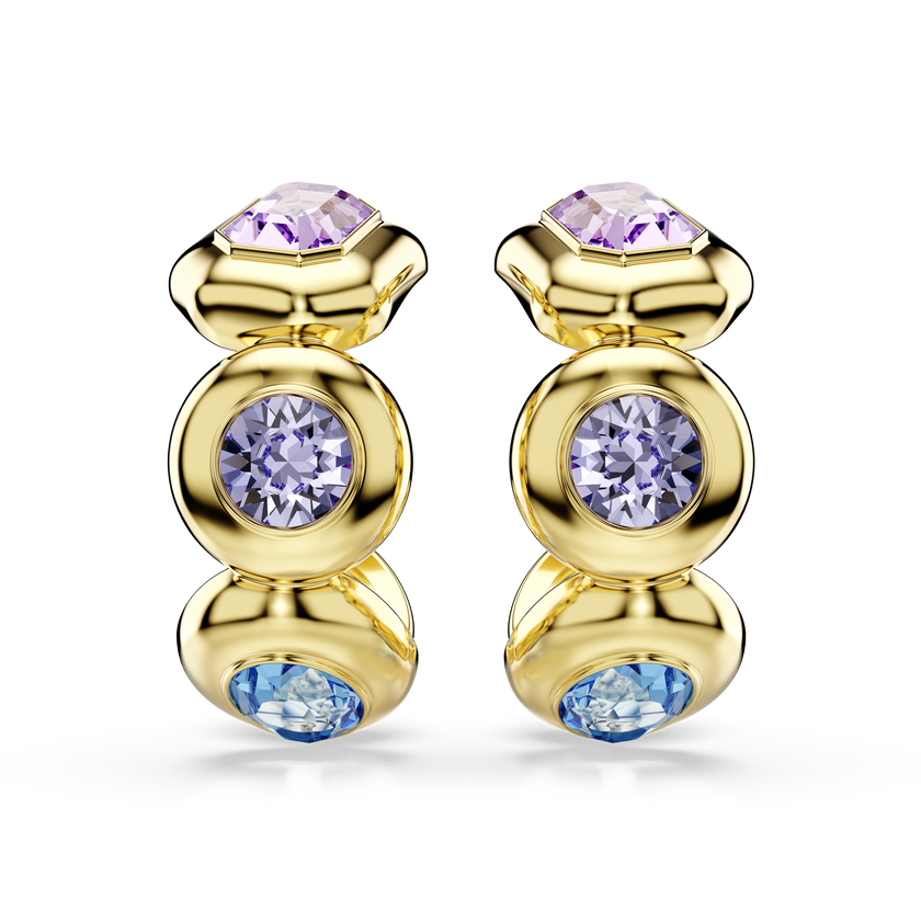 swarovski gema hoop earrings  mixed cuts  multicolored  gold tone plated