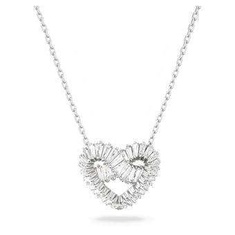 swarovski matrix pendant mixed cuts heart white rhodium plated