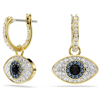 swarovski symbolica drop earrings evil eye blue gold tone plated