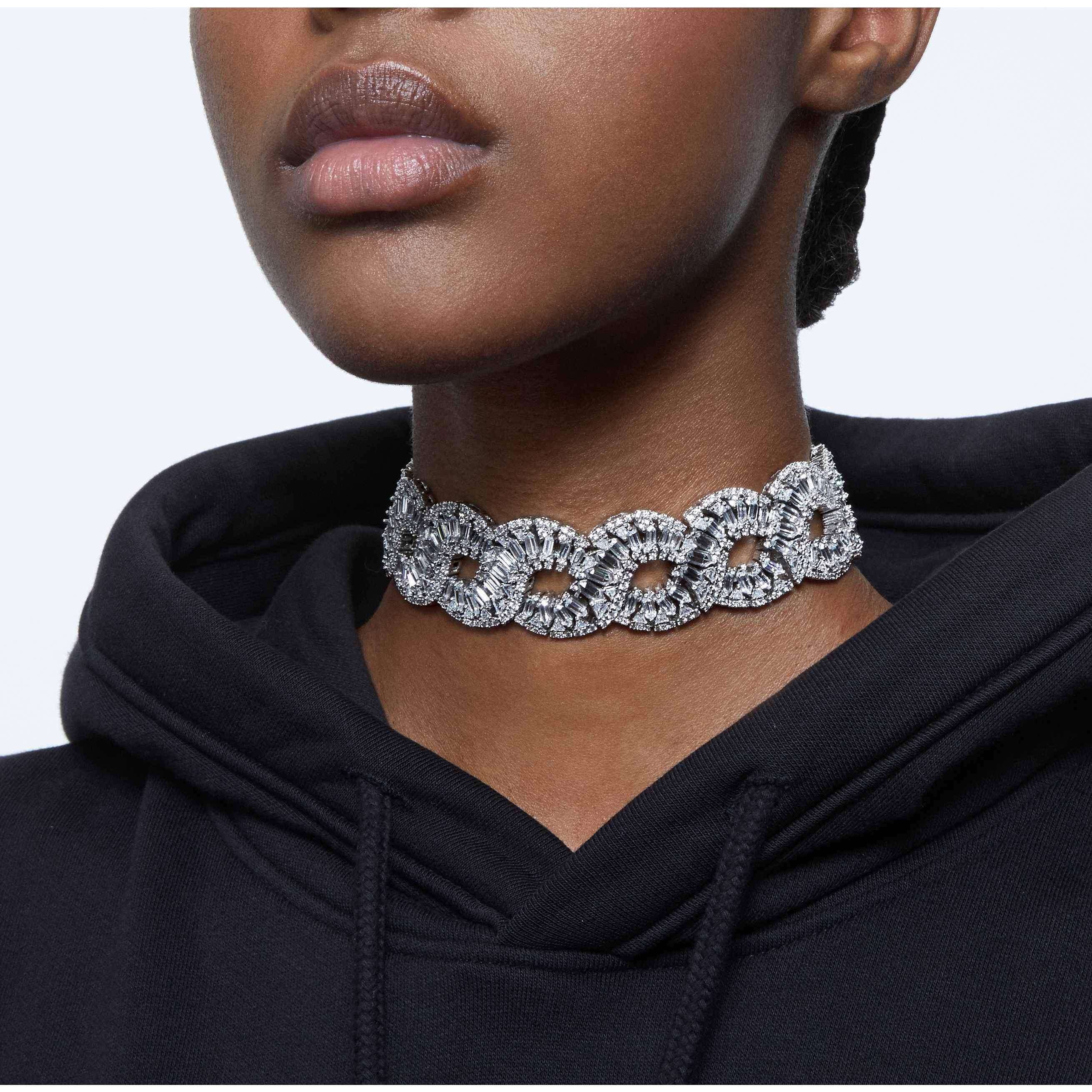 Buy Swarovski Hyperbola choker Wave White Rhodium plated
