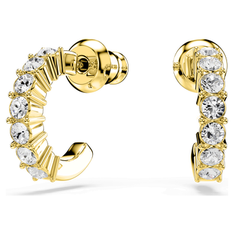 swarovski mini hoop hoop earrings round cut  white  gold tone plated