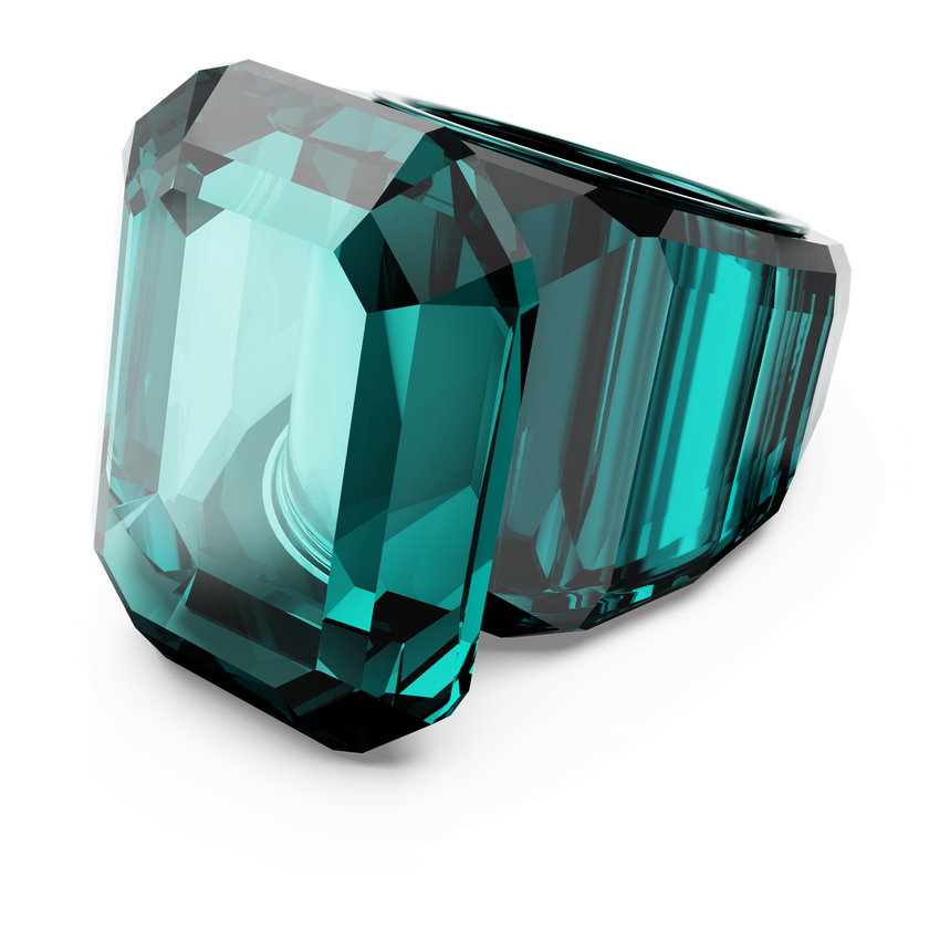 swarovski lucent cocktail ring  octagon cut  green