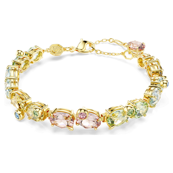 swarovski gema tennis bracelet mixed cuts multicolored gold tone plated