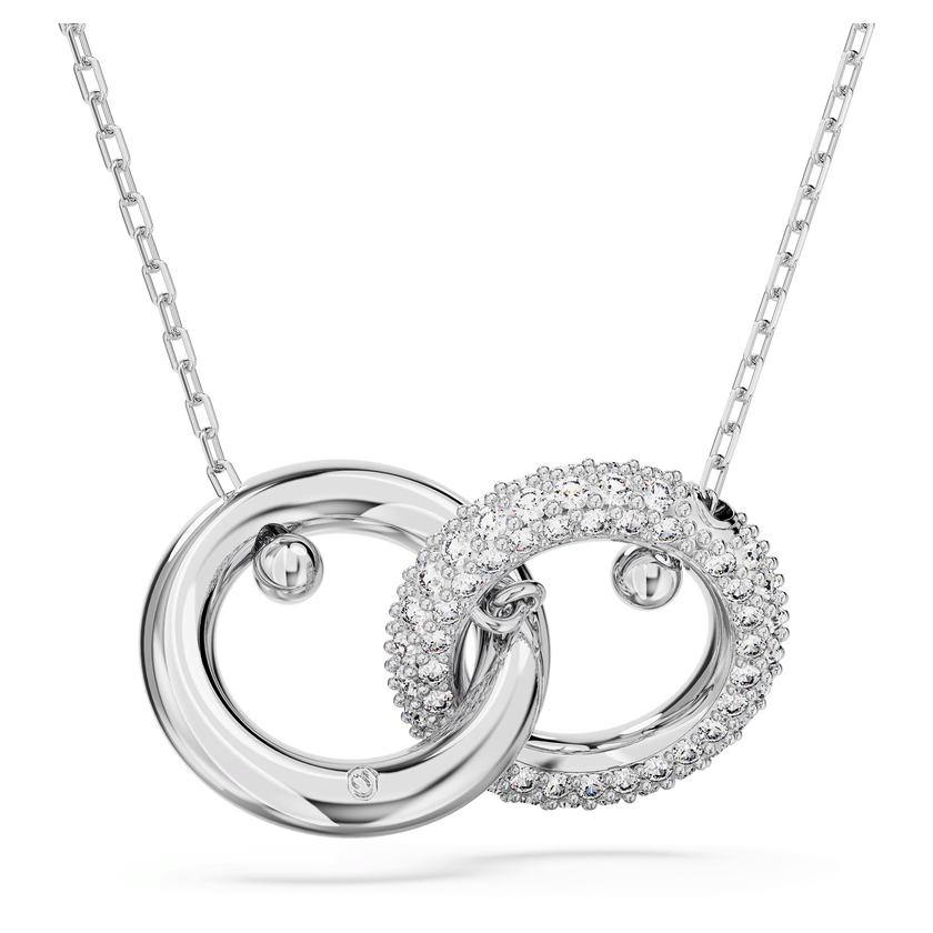 swarovski dextera pendant  interlocking loop  white  rhodium plated