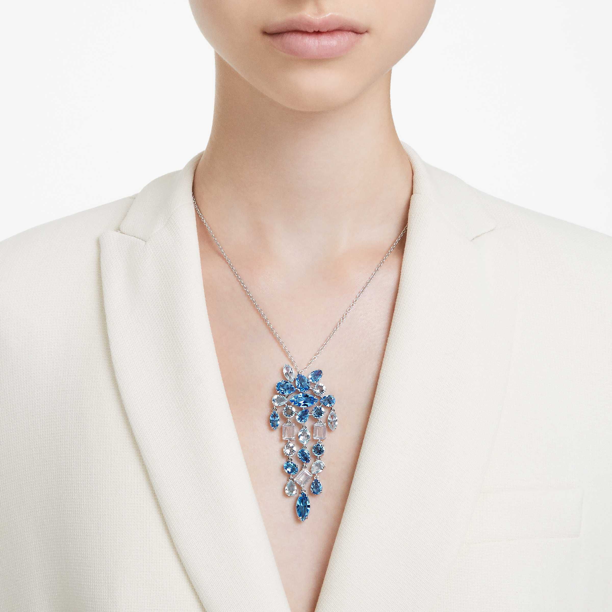 Buy Swarovski Gema pendant Mixed cuts Blue Rhodium plated