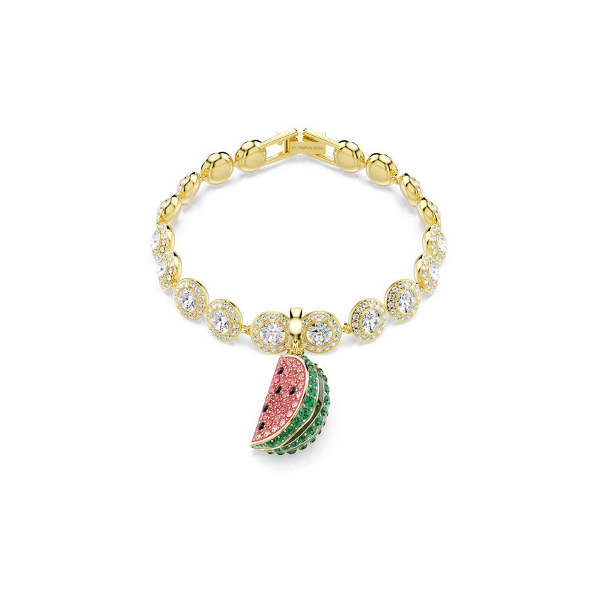 swarovski idyllia charm  mixed cuts  watermelon  multicolored  gold tone plated