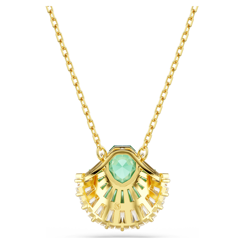 swarovski idyllia pendant  mixed cuts  shell  green  gold tone plated