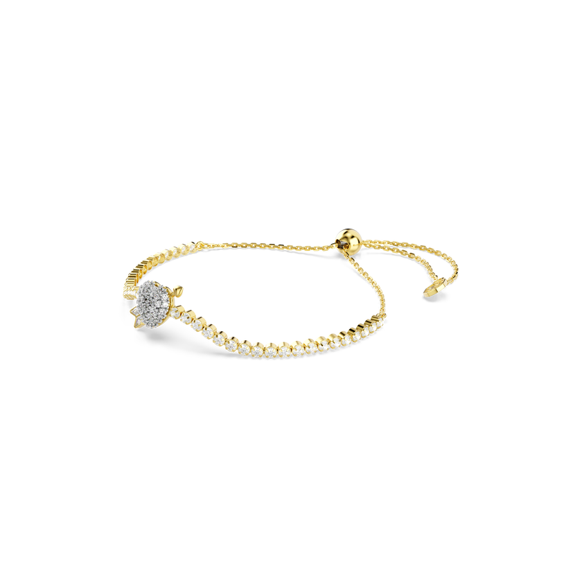 swarovski idyllia bracelet  mixed cuts  heart with arrow  white  gold tone plated